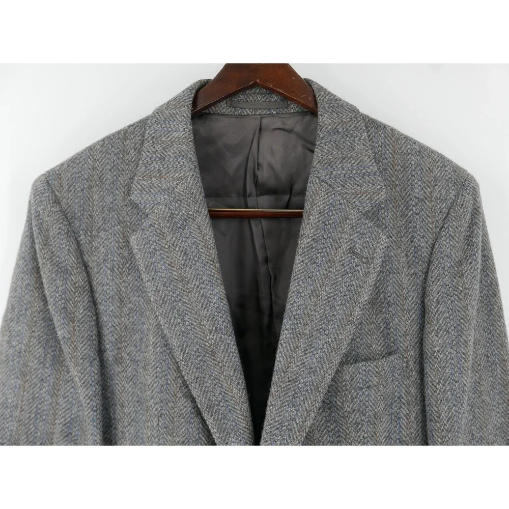 Vintage Woodmere Blazer Sport Coat Gray Herringbone Wool Tweed Men's 41R